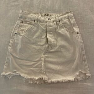 Free People Cream Jean Skirt